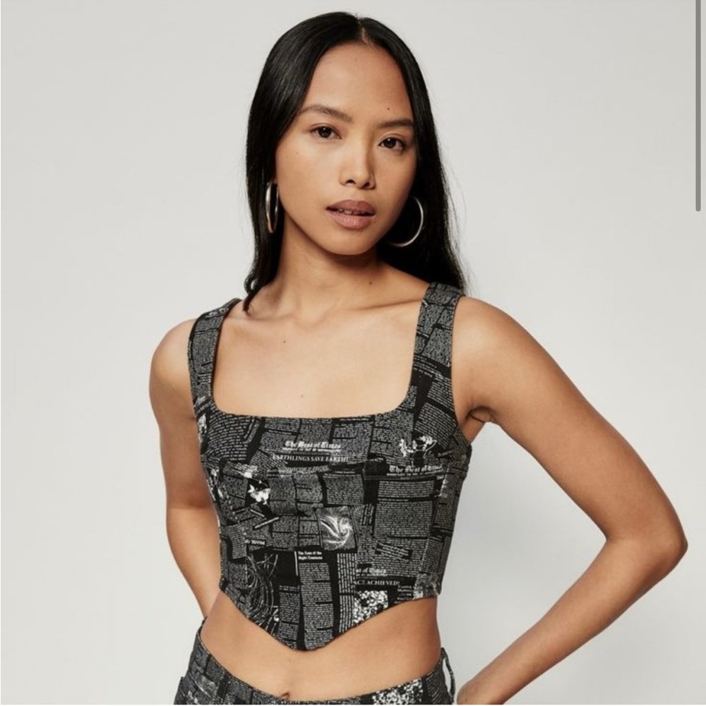 Reformation Raya Denim Bustier Top in Zine